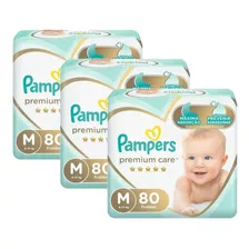 Kit Fralda Pampers Premium Care Jumbo M 240 Unidades