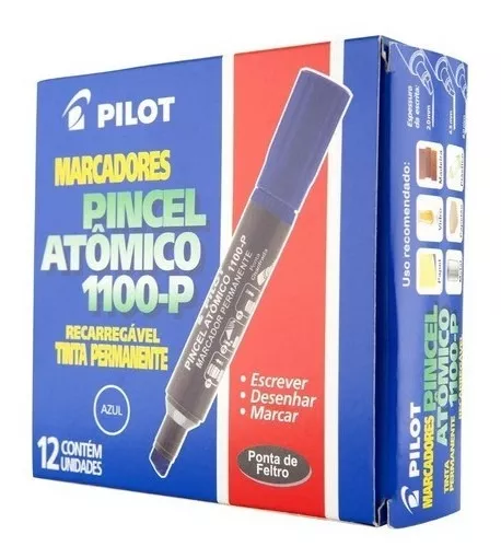Pincel Atômico Pilot 1.100-p Azul - Cx C/ 12 Un.