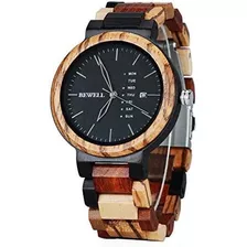 Bewell Hombres Relojes De Madera Coloridos Semana Multifunci