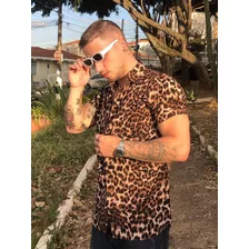 Camisa Masculina Floral Manga Curta Estampada Verão Top