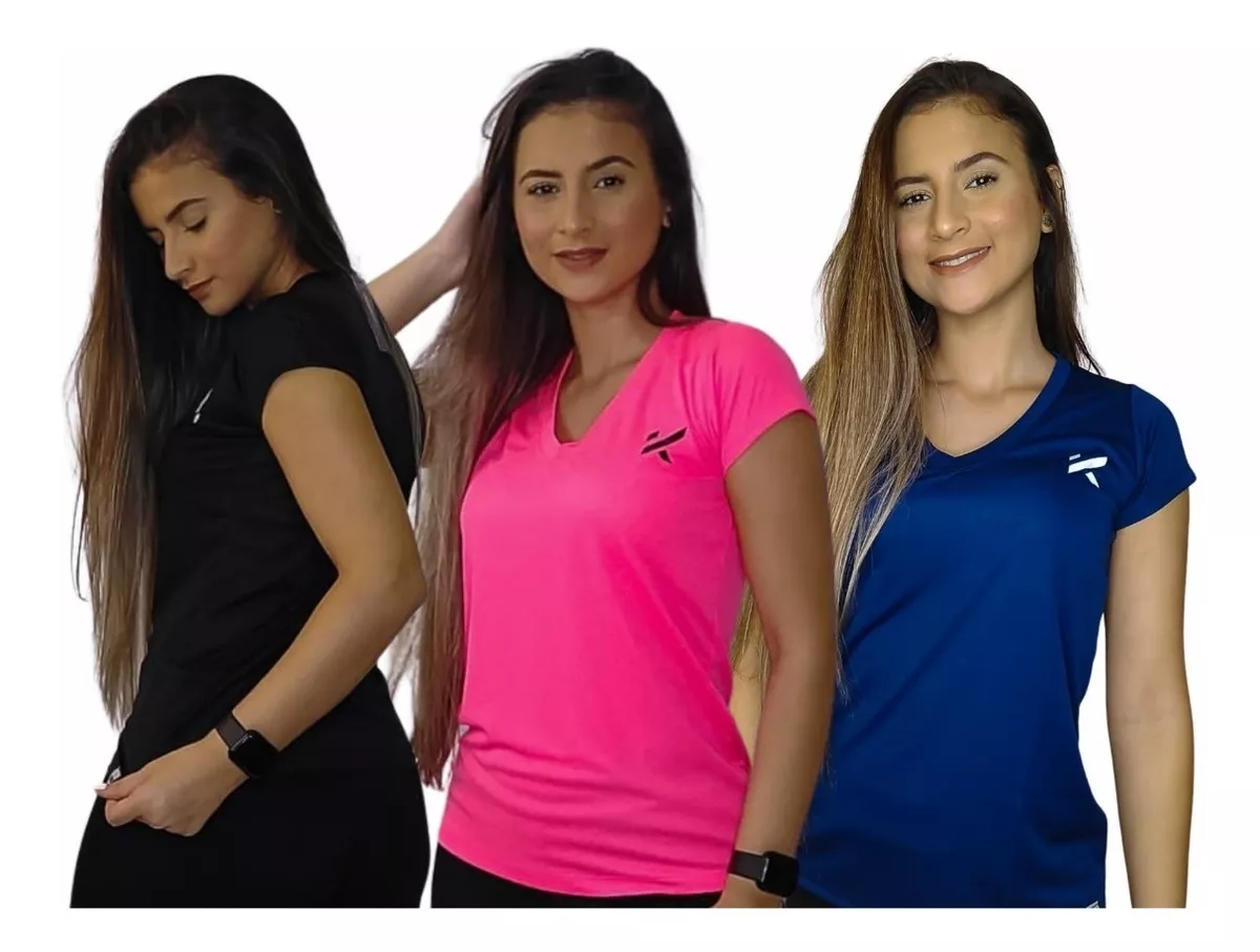 Kit 3 Camisas Femininas Ideal Para Prática De Esportes