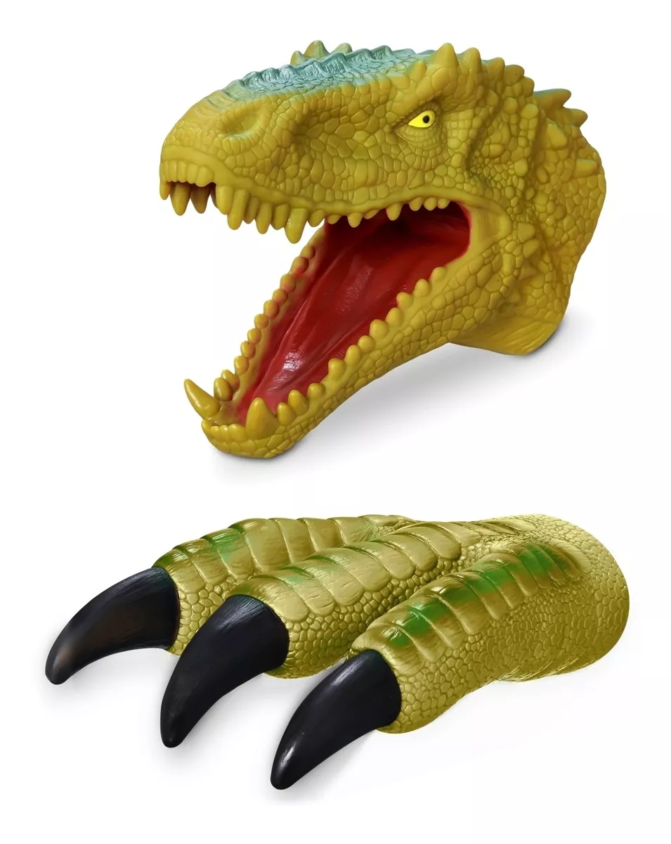 Dinossauro Dino Fantoche E Garra T-rex Verde - Adijomar