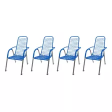 4 Cadeiras De Varanda Cordinha Espaguete Pvc Área Reforçada
