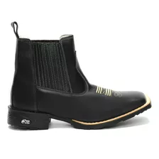  Bota Texana Country Botina Masculina Bico Quadrado Preta 