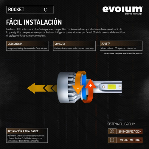 Kit Focos Leds Evolum Rocket H4 Para Figo 2016 A 2020 Foto 6