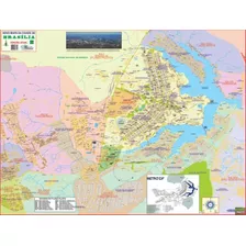 Mapa Geográfico Político Escolar Planisférico Da Cidade Brasília - A Capital Do Brasil - Turismo E Entregas - Gigante Dobrado Medindo 1.2m X 90cm - Equipe Multivendas