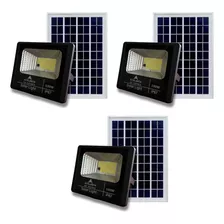 3un Refletores Solar Leds 100w Placa Solar + Controle Barato