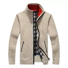 Suéter Tricot Grosso Masculino Cardigan Manga Longa Inverno