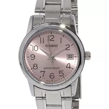 Relógio Casio Feminino Collection Prata Ltp-v002d-4budf Cor Do Fundo Rosa