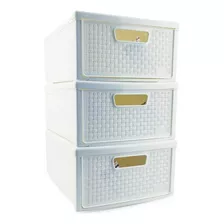 Gaveteiro Modular Empalhável Nitron Organizador 3 Unidades Cor Branco