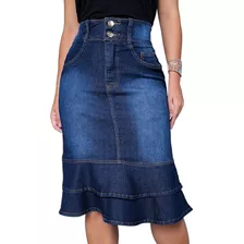 Saia Jeans Plus Size Moda Evangelica