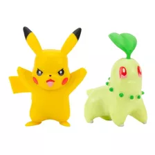 Pokémon Figuras De Ação De 5cm - Pikachu E Chikorita - Sunny