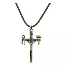 Crucifixo Nossa Senhora Da Salette Em Metal No Cordão 5 Cm