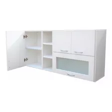 Alacena Puerta Vidriada 1,40x60x30 Con Estantes- Cocina.