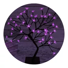 Arbol De Navidad Led Luminoso Bonsai Violeta Flor Cerezo