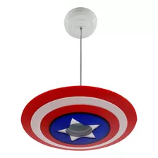 Lustre Pendente Infantil Capitao America Heroi Menino/a Kid Cor Vermelho 110v/220v