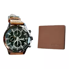 Set De Lujo Reloj De Cuero Y Cartera. Regalo Papá,pareja