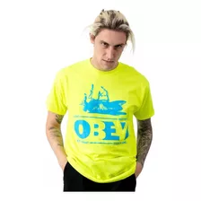 Polera Obey Clothing De Algodón De Hombre Color Verde Fluor