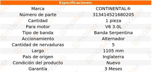 Banda 1105 Mm Acc Nsx V6 3.0l 91/05 Continental Alternador Foto 5