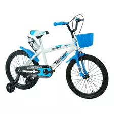 Bicicleta Urbana Infantil Rodada 18 Con Rueditas Y Canasto Color Azul Tamaño Del Cuadro 18