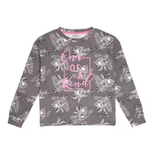  Poleron Crew Full Print Flores Tropicales Niña - Pillin 