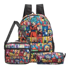 Kit Mochila Escolar Infantil Dragon Ball Z Lancheira+estojo Cor Preto