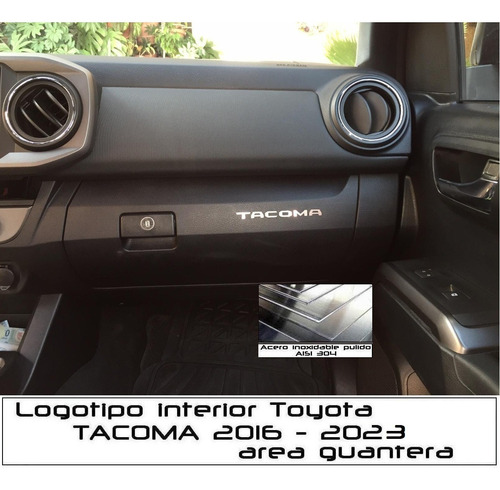 Letras Logotipo Acero Inox Guantera Toyota Tacoma 2016-2023 Foto 2