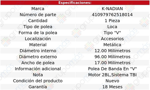 Polea Accesorios Metalica Tipo  V  Aries L4 2.2l 81 Al 88 Foto 3