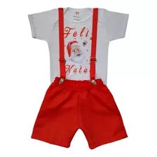 Roupa Bebe Fantasia Primeiro Natal Para Menino Mesversário