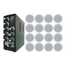Kit 16 Caixa Som Branca + Amplificador E Setorizador 5 Canal