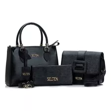 Bolsas Feminina Com Carteira Queima De Estoque Liquidação Cor Preto