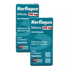 2 Norflagen 200 Mg Antibacteriano Para Cães E Gatos - 10cp