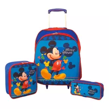 Kit Mochila Infantil Escolar Mickey Mouse Rodinhas Tamanho G