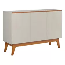 Balcão Buffet Bancada Ares Lux 1,21m Off White Com Naturale Cor Off White/nature