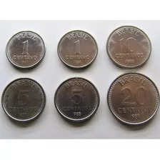 Moedas De 1 E 5 Centavos 1987 E 1, 5, 10 E 20 Centavos 1988