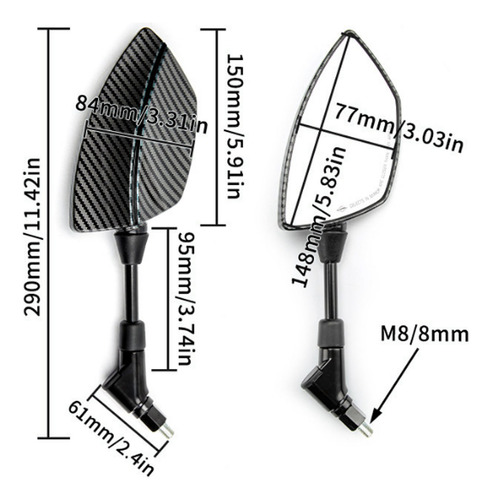 Par De Espejos Retrovisores Para Motocicleta, Vista Trasera Foto 9