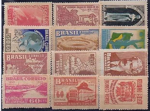 1950-69 20 Anos Completos Selos Comemorativos E Aéreos Br