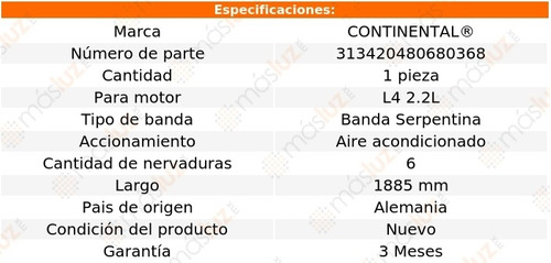 Banda 1885 Mm Acc Hombre Isuzu L4 2.2l 98/00 Continental A/a Foto 5