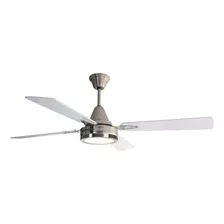 Ventilador Techo Acero Palas Madera Plafon 18w Luz Neutra F