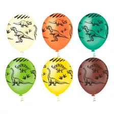 25 Balões / Bexigas De Látex Dinossauro Decoradas