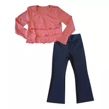 Conjunto Infantil Juvenil Inverno Calça Flare E Blusa Grossa