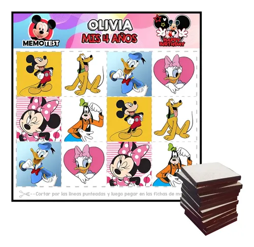 Memotest Mickey Minnie Souvenir Para Cumpleaños Infantil X10