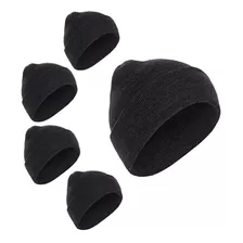 Kit 5 Touca Gorro De Lã Preto Adulto Msasculino Frio Inverno