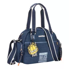 Bolsa Tiracolo Garfield Original Média Resistente Cor Azul-marinho