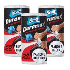 Papel Toalha Scott Duramax Reutilizável Kit 3 Rolos 174panos