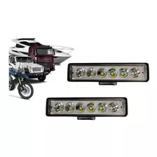 Par De Farol De Milha Auxiliar Retangular 6 Leds 18w Carro Moto