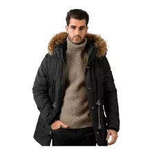 Campera Parka Hombre Invierno Forrada Gabardina Piel Capucha