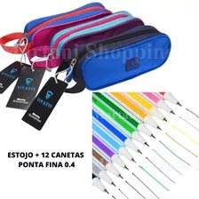 Estojo Vivatti Para 40 Lápis +12canetas Coloridas Ponta Fina