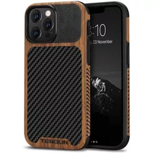 Funda Para iPhone 13 Pro Max 6.7 Madera Fibra De Carbono