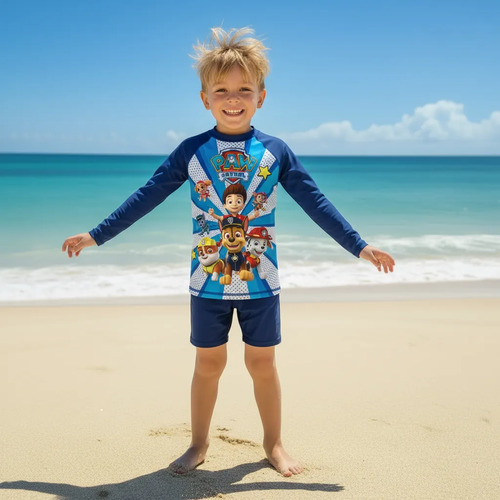 Camisa Infantil Proteção Solar Personagens Blusa Uv  Térmica Patrulha Canina Royal 1 A 2 Anos